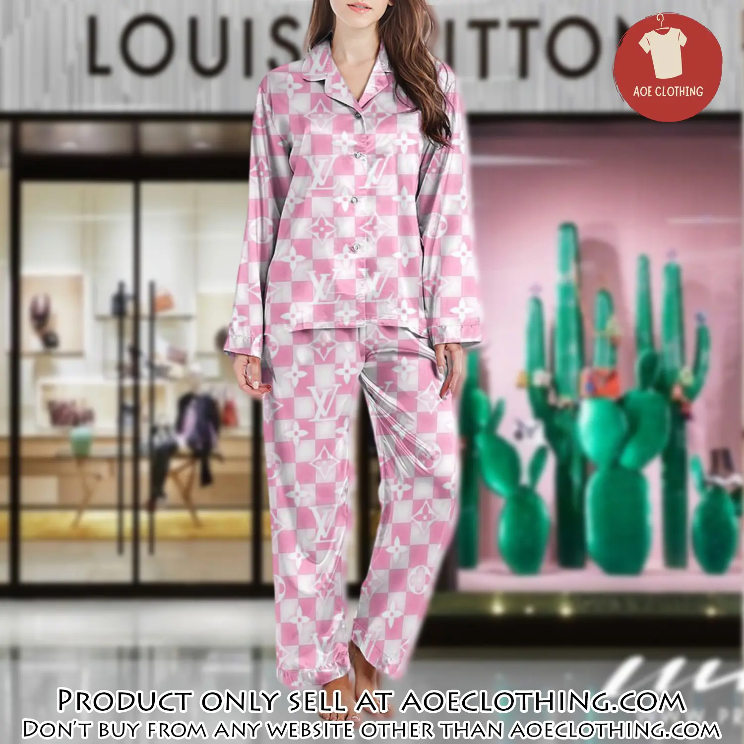 Lv monogram long satin pajama set pjs1033 aoe2600149
